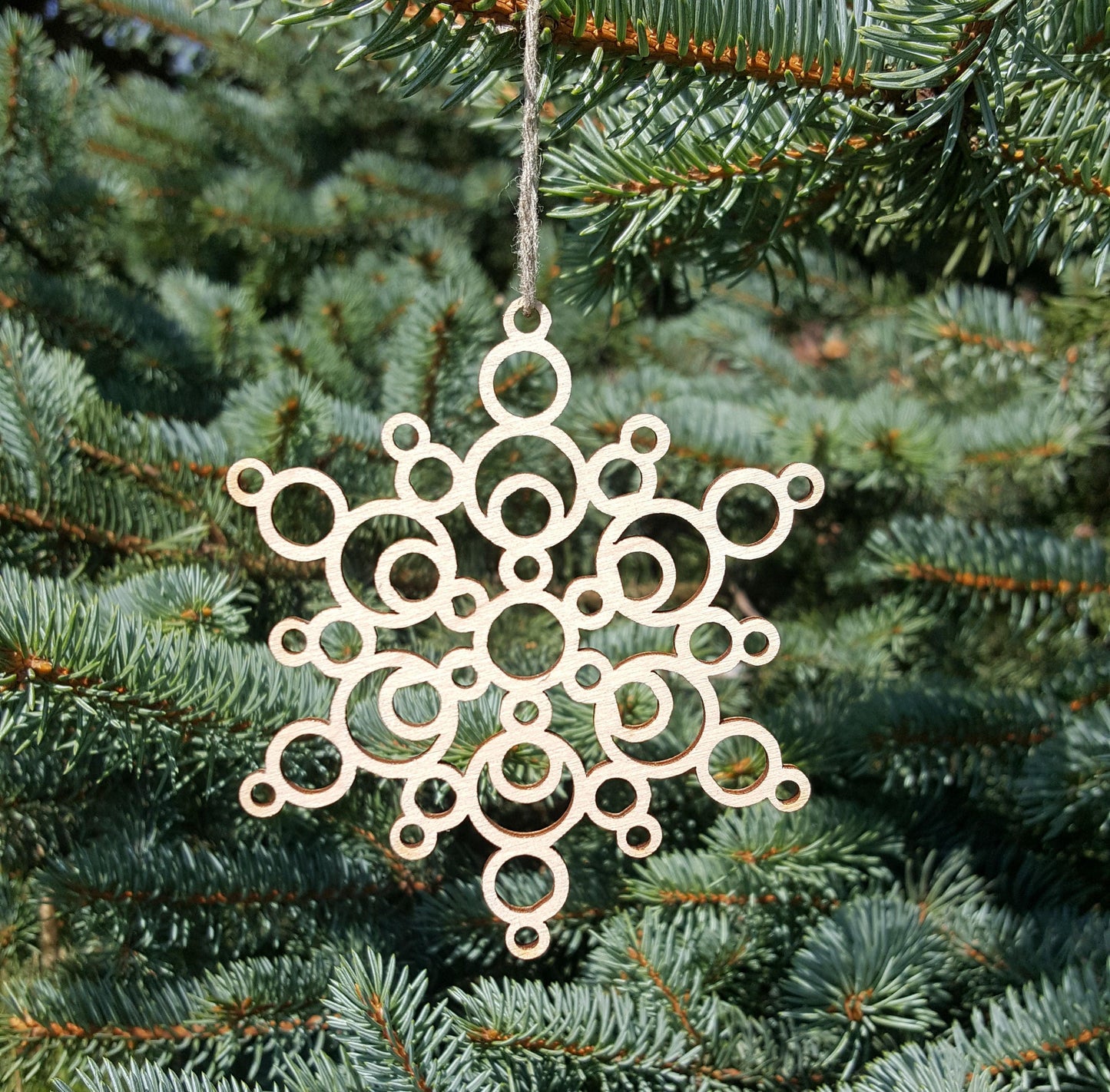 Laser Cut Wood Snowflake Ornaments: Rustic Christmas Decor, Set of 20