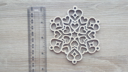 20 Wooden Snowflake Ornaments with Rope – Natural Laser Cut Christmas Decorations, Rustic Tree Hanging Ornaments, Holiday Decor Set