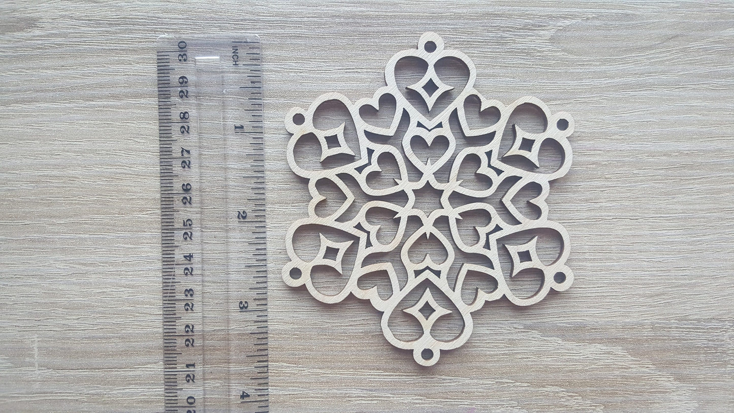 Laser Cut Wood Snowflake Ornaments: Rustic Christmas Decor, Set of 20
