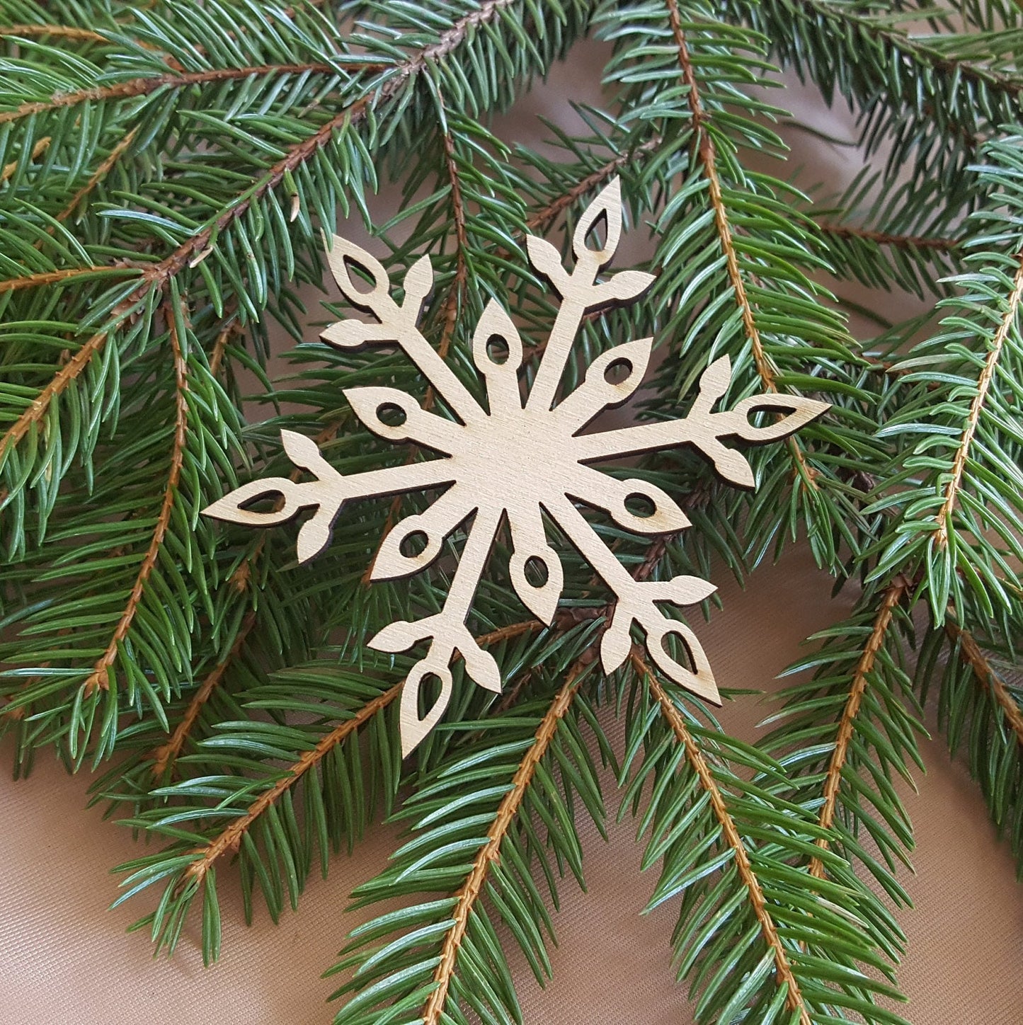 Laser Cut Wood Snowflake Ornaments: Rustic Christmas Decor, Set of 20