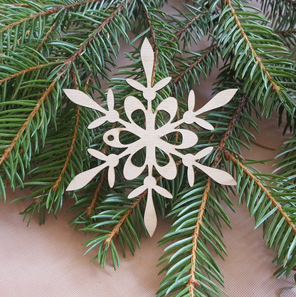 Laser Cut Wood Snowflake Ornaments: Rustic Christmas Decor, Set of 20
