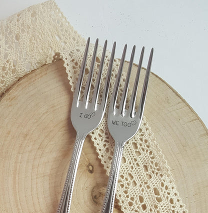 Engraved Wedding Forks: I Do, Me Too - Bridal Shower Gift