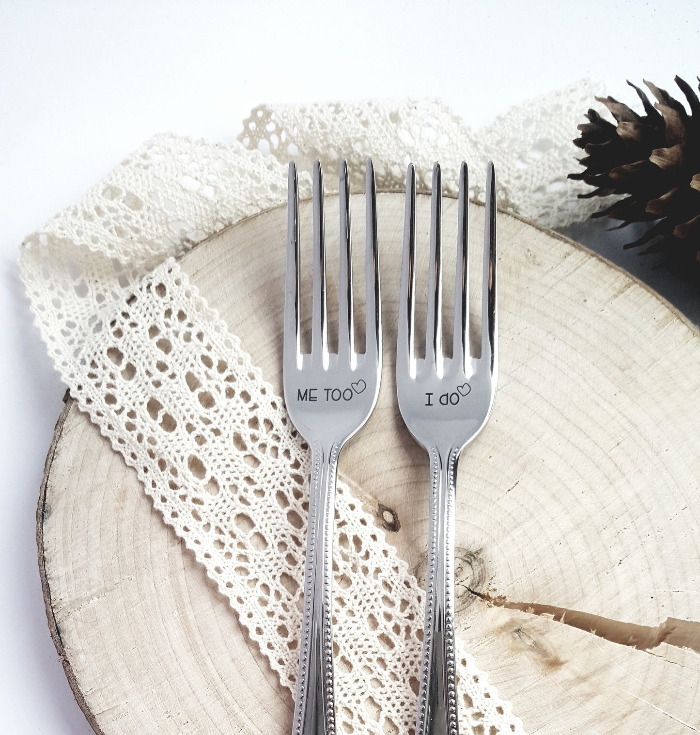 Engraved Wedding Forks: I Do, Me Too - Bridal Shower Gift