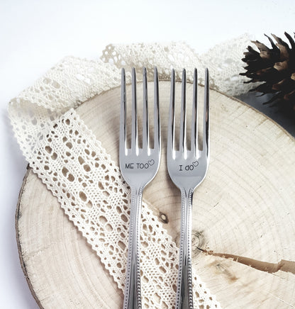 Engraved Wedding Forks: I Do, Me Too - Bridal Shower Gift