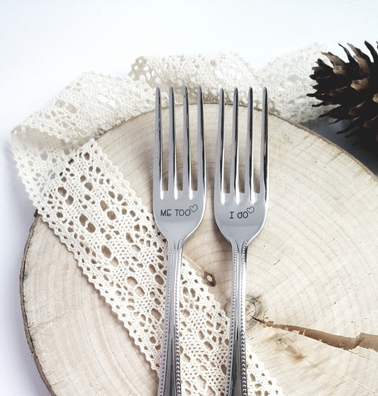 Engraved Wedding Forks: I Do, Me Too - Bridal Shower Gift