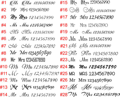 Engraved Wedding Forks Set: Personalized Mr & Mrs Gold Trim Flatware