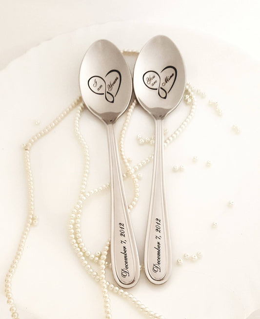 Wedding gift for kitchen, engraved spoons for couple, happy anniversary gift, housewarming present for him and her I'm Yours You are mine