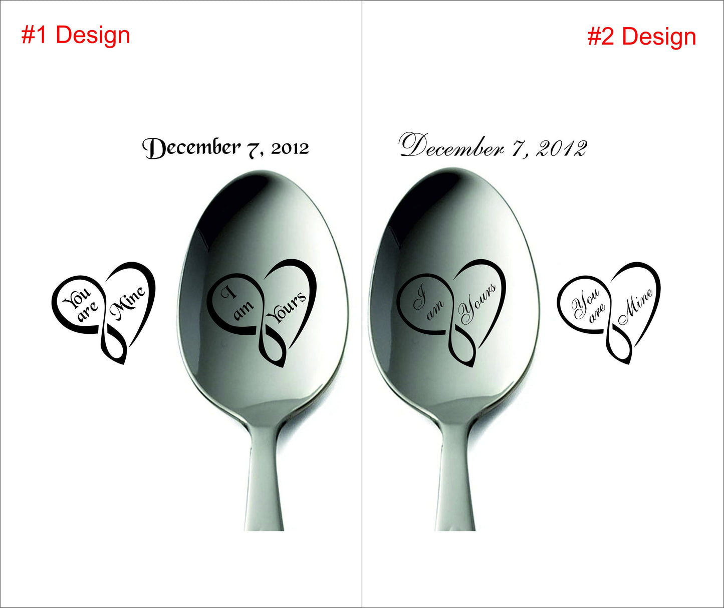 Wedding gift for kitchen, engraved spoons for couple, happy anniversary gift, housewarming present for him and her I'm Yours You are mine