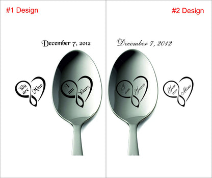 Wedding gift for kitchen, engraved spoons for couple, happy anniversary gift, housewarming present for him and her I'm Yours You are mine