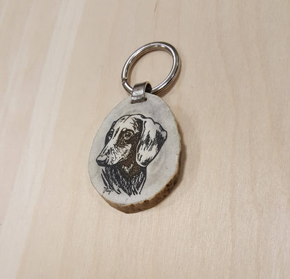 Engraved Sausage Dog Keychain: Deer Horn Pet Lover Gift