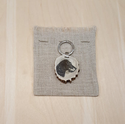 Engraved Dog Photo Keychain: Personalized Deer Horn Pet Keyring
