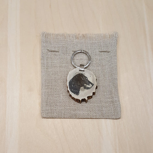 Engraved Dog Photo Keychain: Personalized Deer Horn Pet Keyring
