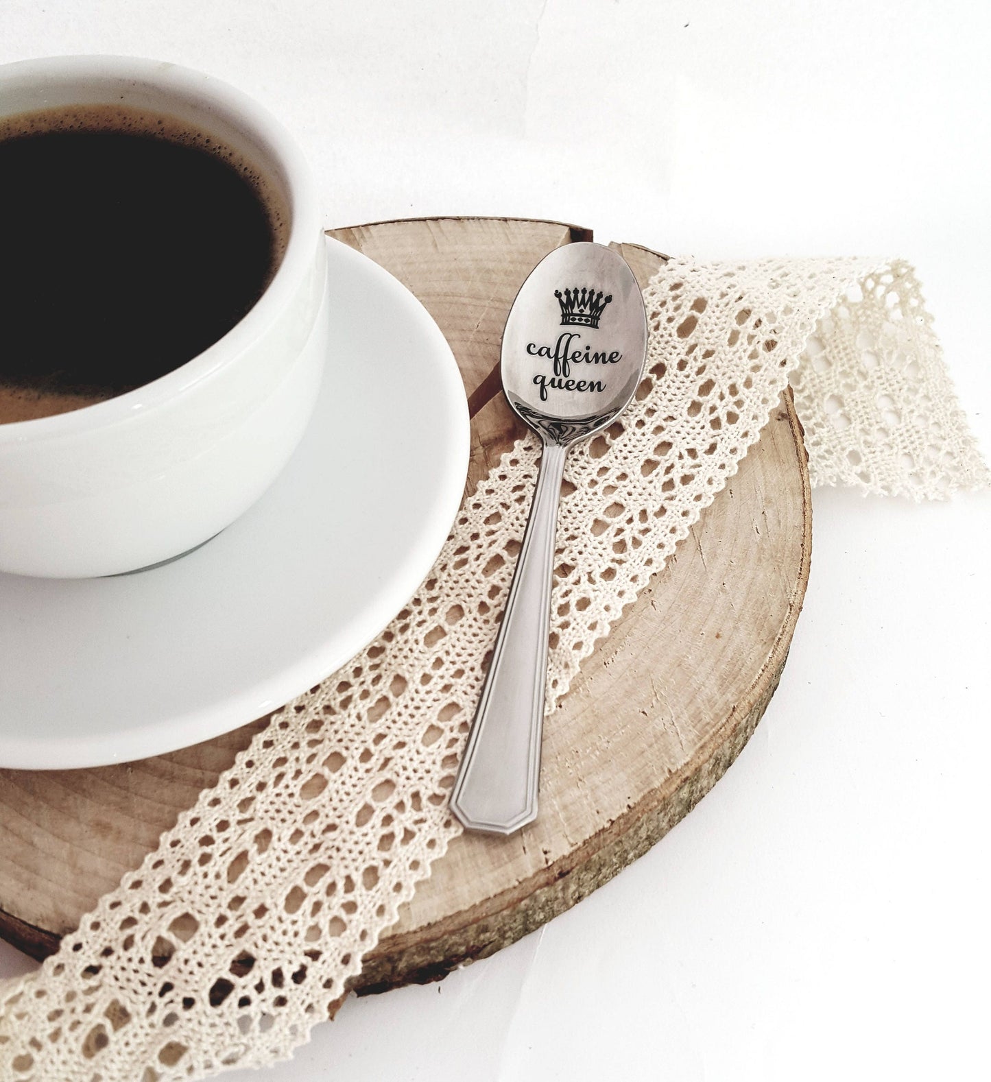 Engraved Coffee Spoon: Caffeine Queen/King, Funny Gift