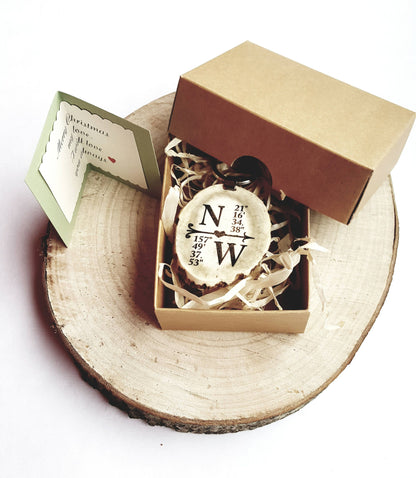 Engraved Deer Horn Keychain: Personalized GPS Coordinates Gift