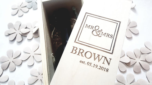 Wedding wine box Custom engraved anniversary box Wedding wine ceremony Wood engagement memory gift for couple Personalized wedding wine case