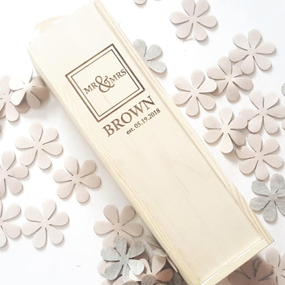 Wedding wine box Custom engraved anniversary box Wedding wine ceremony Wood engagement memory gift for couple Personalized wedding wine case