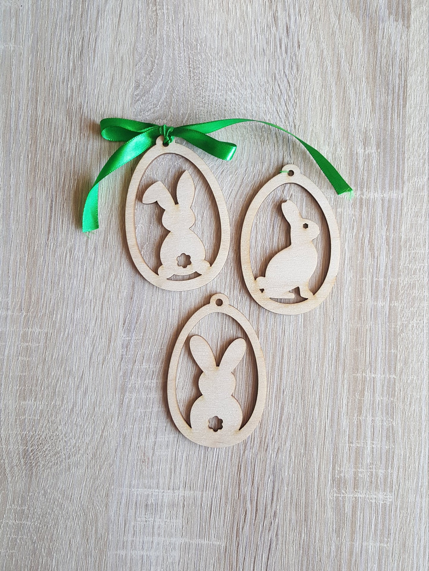 Laser Cut Easter Egg Ornaments: Birch Plywood Bunny & Flower Decor