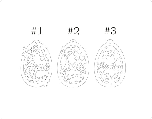 9 Personalized eggs, Easter basket tag, wooden Easter tree decorations, laser cut spring flower decor, Easter name ornament, customized gift
