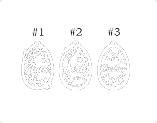 6 Personalized eggs, cute Easter gift tag, wooden egg decorations, laser cut flower decor, Easter ornament with custom name, Easter for kids