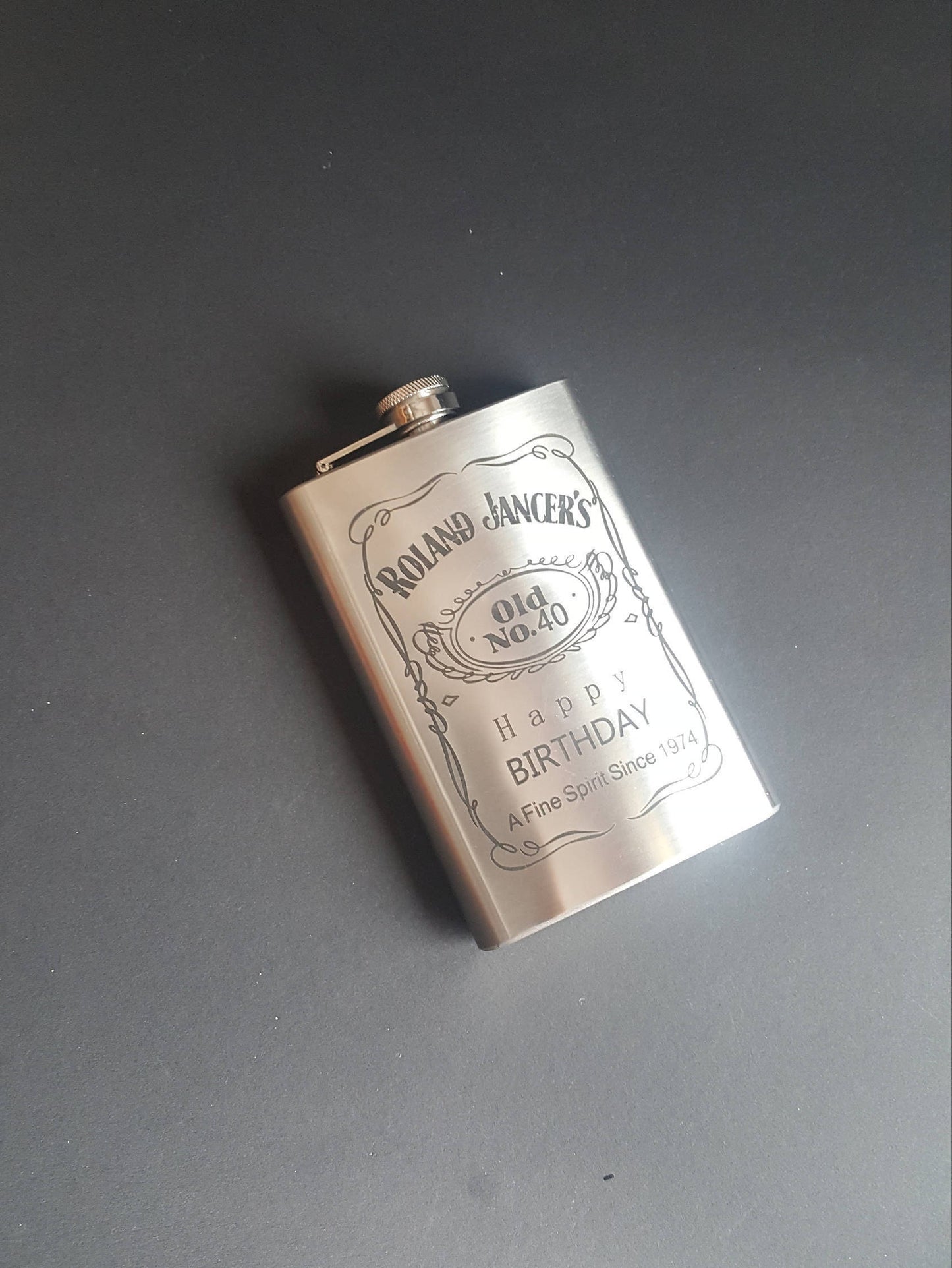 Engraved flask, Custom birthday gift for father,  Personalized monogram flask for him, Birthday stainless steel flask, Birthday name gift