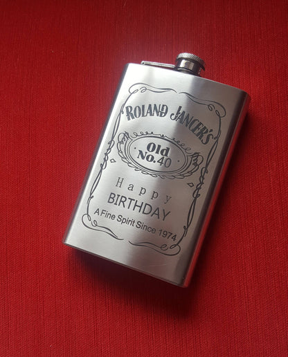 Engraved flask, Custom birthday gift for father,  Personalized monogram flask for him, Birthday stainless steel flask, Birthday name gift