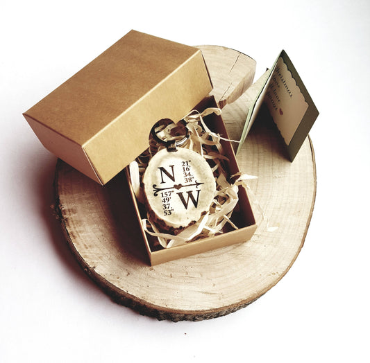 Engraved GPS Coordinates Keychain: Custom Location Gift