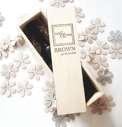 Wedding wine box Custom engraved anniversary box Wedding wine ceremony Wood engagement memory gift for couple Personalized wedding wine case