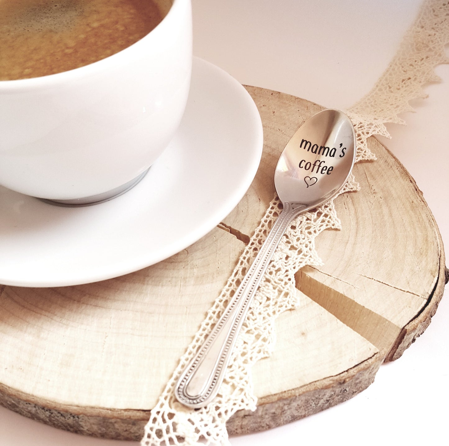 Muttertagsgeschenk, Kaffeelöffel für Mama, personalisiertes Küchengeschenk für Mama von Tochter, Sohn oder Kindern, gravierter Teelöffel für Mama, Löffel mit Spruch