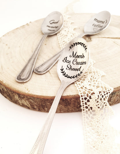 Gravierter Kaffeelöffel: Personalisiertes Eiscreme-Schaufel-Geschenk für Mama