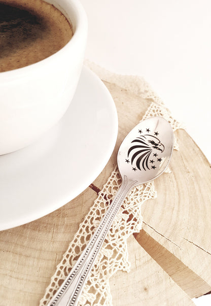 Engraved Eagle Coffee Spoon: Patriotic USA Gift