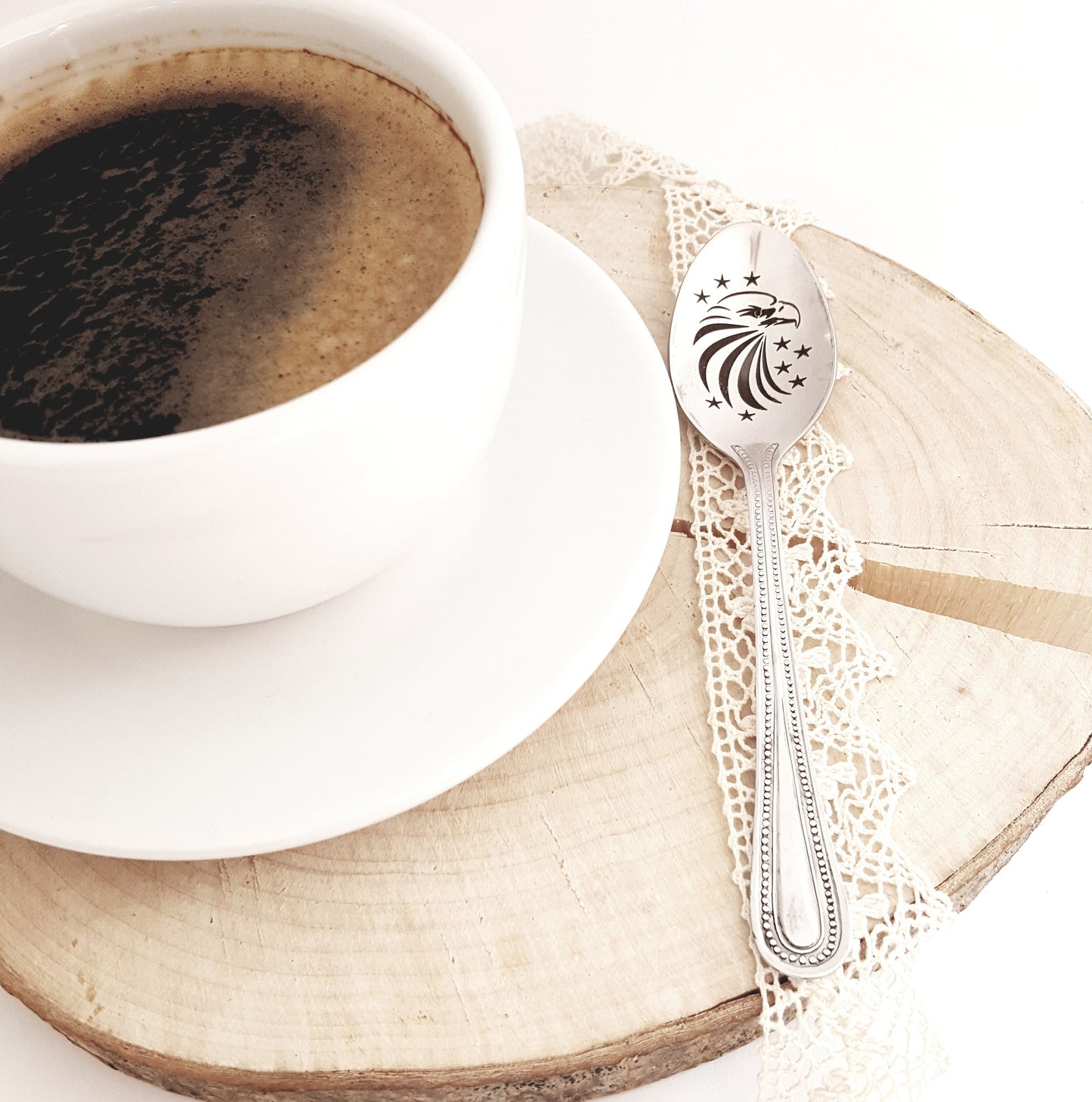 Engraved Eagle Coffee Spoon: Patriotic USA Gift