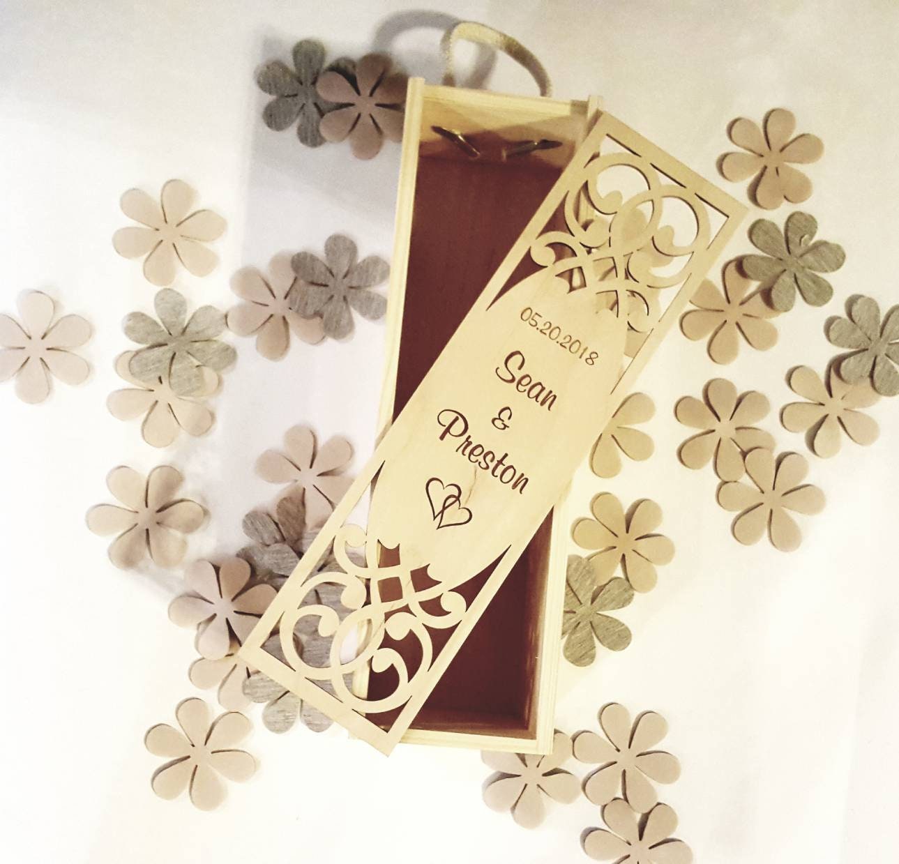 Personalized wedding wine box, wedding wine ceremony, custom engraved wine gift, laser cut wedding case, anniversary time capsule present