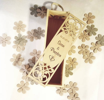 Personalized wedding wine box, wedding wine ceremony, custom engraved wine gift, laser cut wedding case, anniversary time capsule present