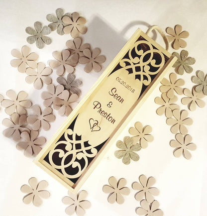 Personalized wedding wine box, wedding wine ceremony, custom engraved wine gift, laser cut wedding case, anniversary time capsule present