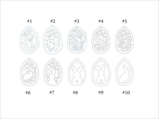 Laser Cut Wood Easter Egg Ornament: Bunny, Butterfly, Flower Decor
