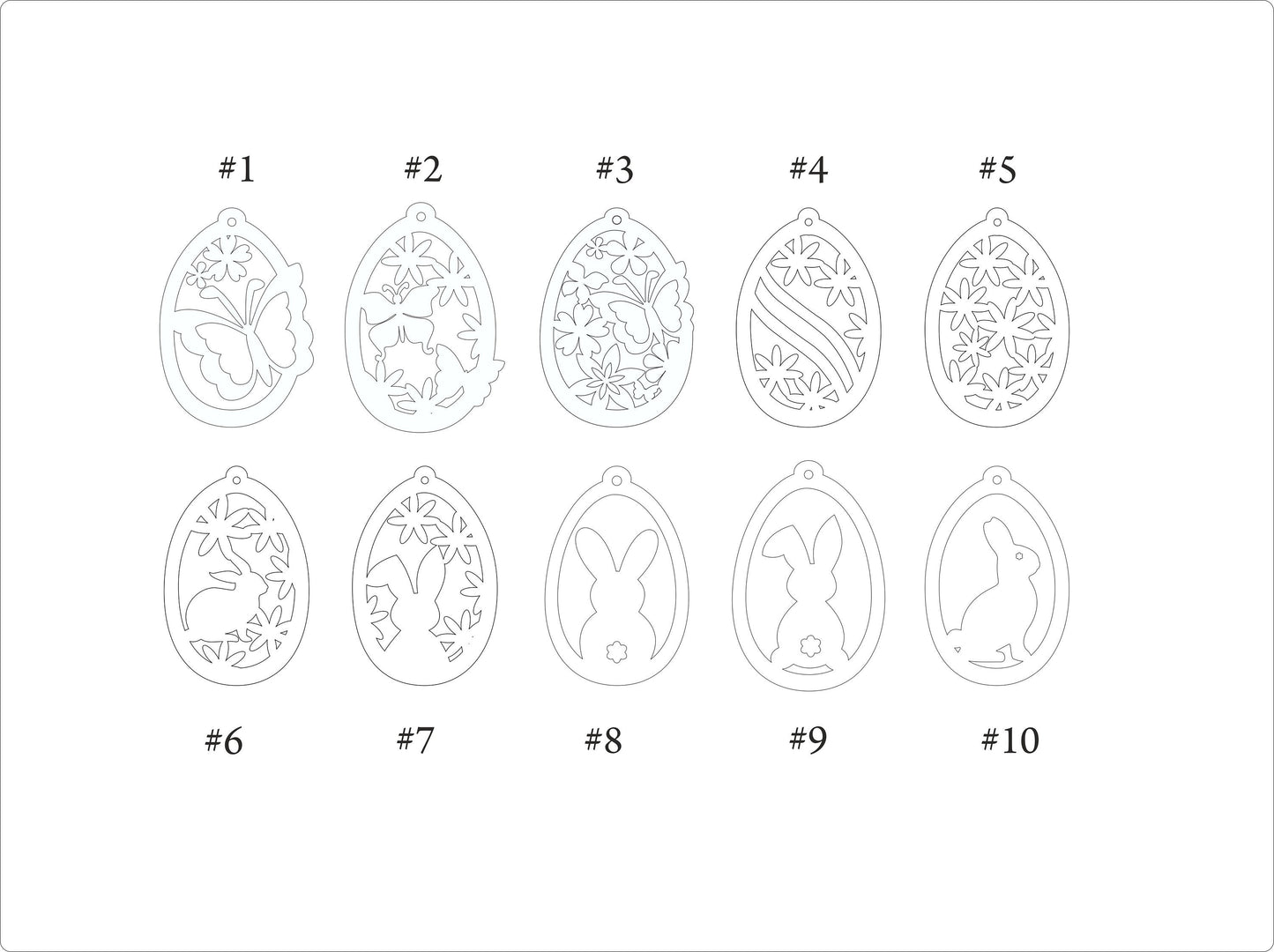 Laser Cut Easter Egg Ornaments: Birch Plywood Bunny & Flower Decor