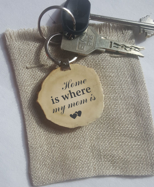 Mothers day gift, keychain for mom from daughter, engraved keyring personalized for mummy, mom quote, Home is where my Mom is, gift from son