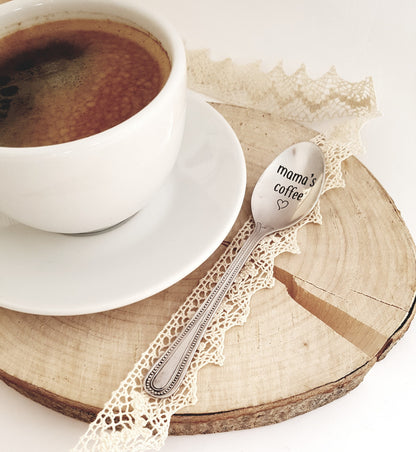 Muttertagsgeschenk, Kaffeelöffel für Mama, personalisiertes Küchengeschenk für Mama von Tochter, Sohn oder Kindern, gravierter Teelöffel für Mama, Löffel mit Spruch