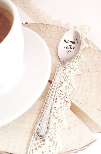 Muttertagsgeschenk, Kaffeelöffel für Mama, personalisiertes Küchengeschenk für Mama von Tochter, Sohn oder Kindern, gravierter Teelöffel für Mama, Löffel mit Spruch
