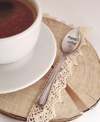 Muttertagsgeschenk, Kaffeelöffel für Mama, personalisiertes Küchengeschenk für Mama von Tochter, Sohn oder Kindern, gravierter Teelöffel für Mama, Löffel mit Spruch