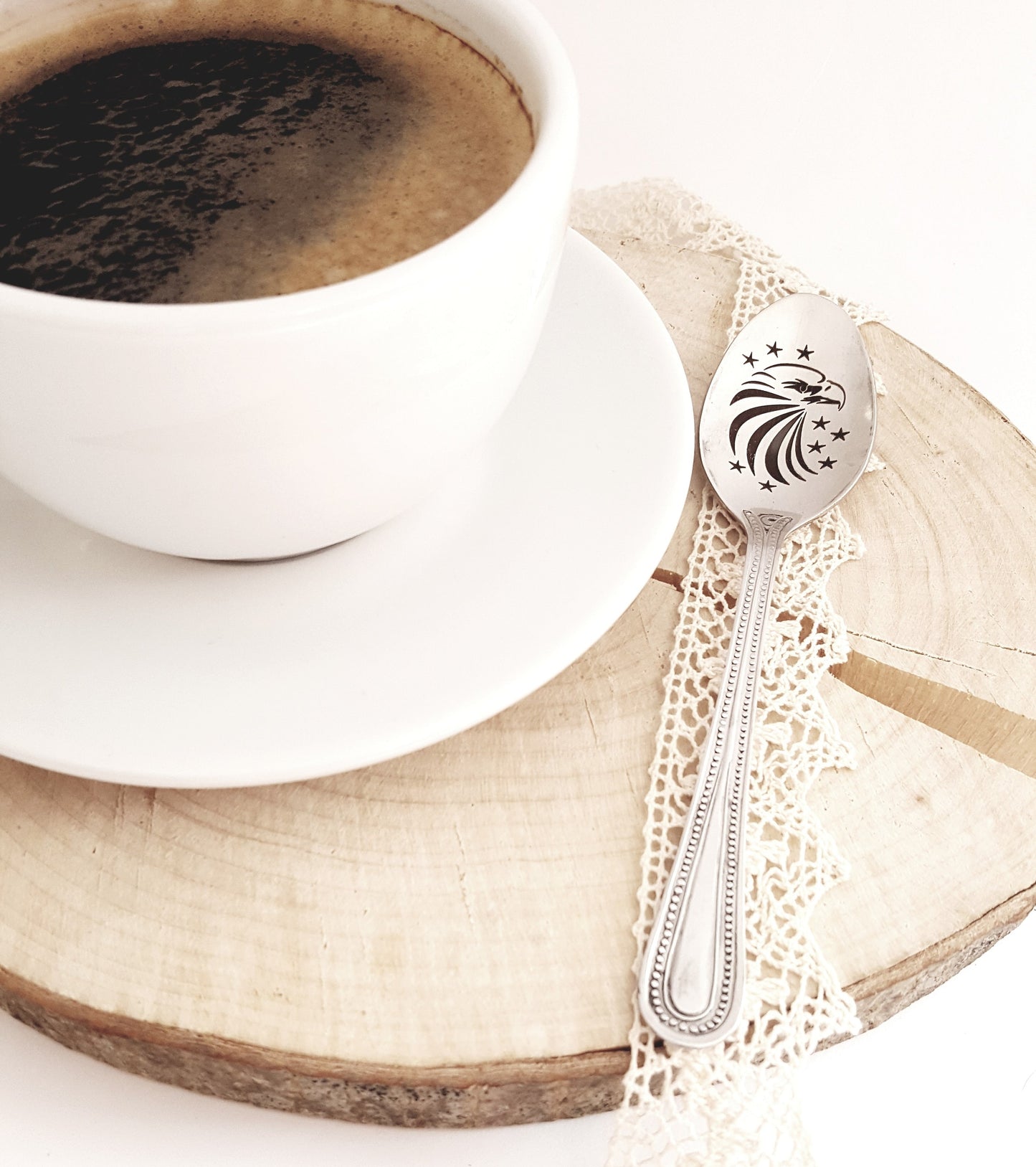 Engraved Eagle Coffee Spoon: Patriotic USA Gift