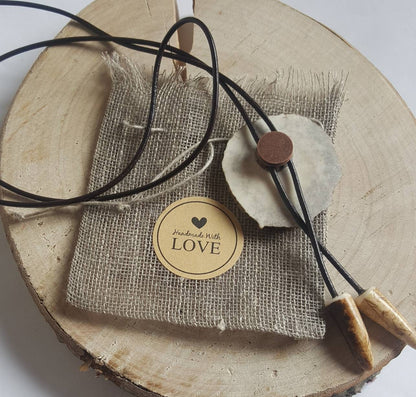 Custom Initial Bolo Tie: Engraved Deer Horn Western Necklace