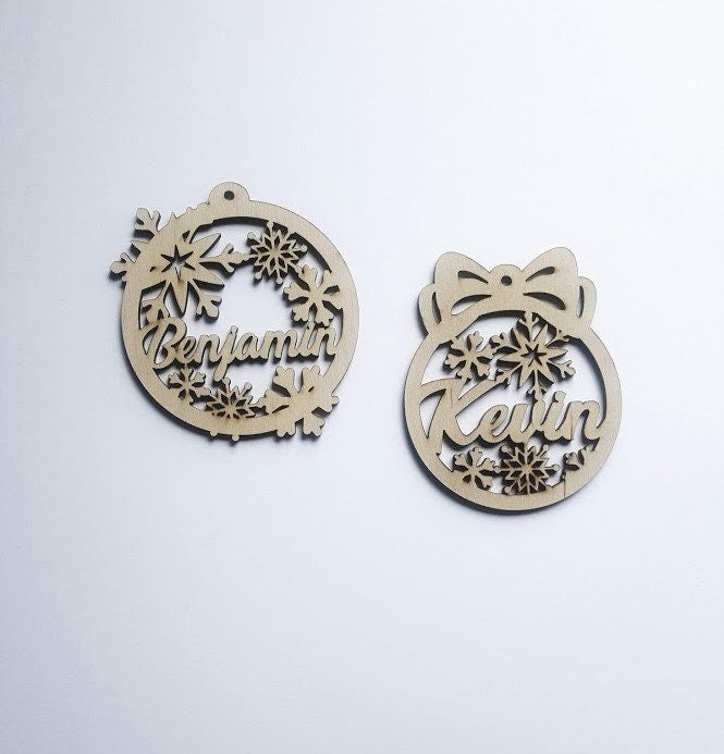 Personalized Snowflake Ornament: Laser Cut Wood Christmas Decor