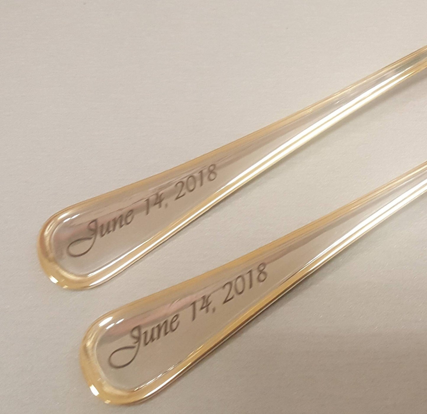 Personalized Wedding Forks: Engraved Gold Trim Silverware, Mr & Mrs Dining Set