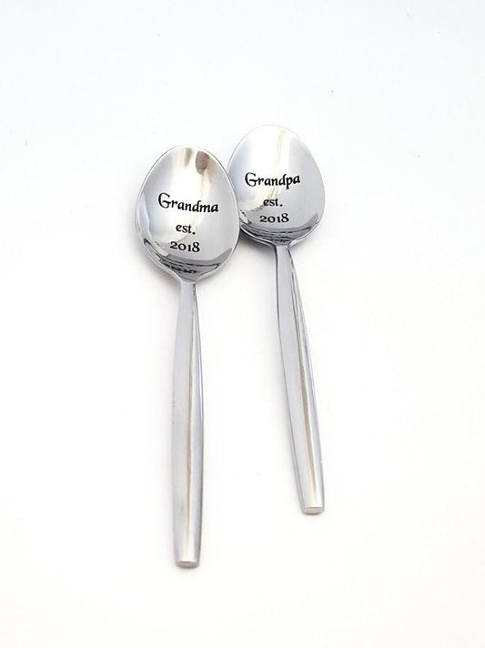 Engraved Spoon & Fork Set: Pregnancy Announcement Gift
