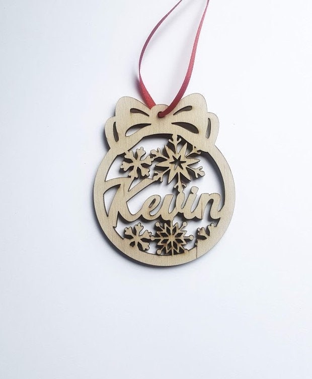 Personalized Snowflake Ornament: Laser Cut Wood Christmas Decor
