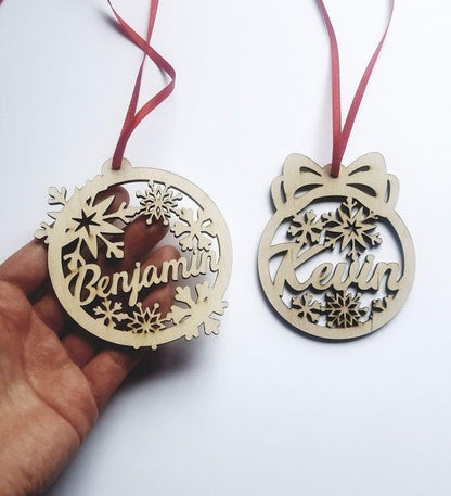 Personalized Snowflake Ornament: Laser Cut Wood Christmas Decor