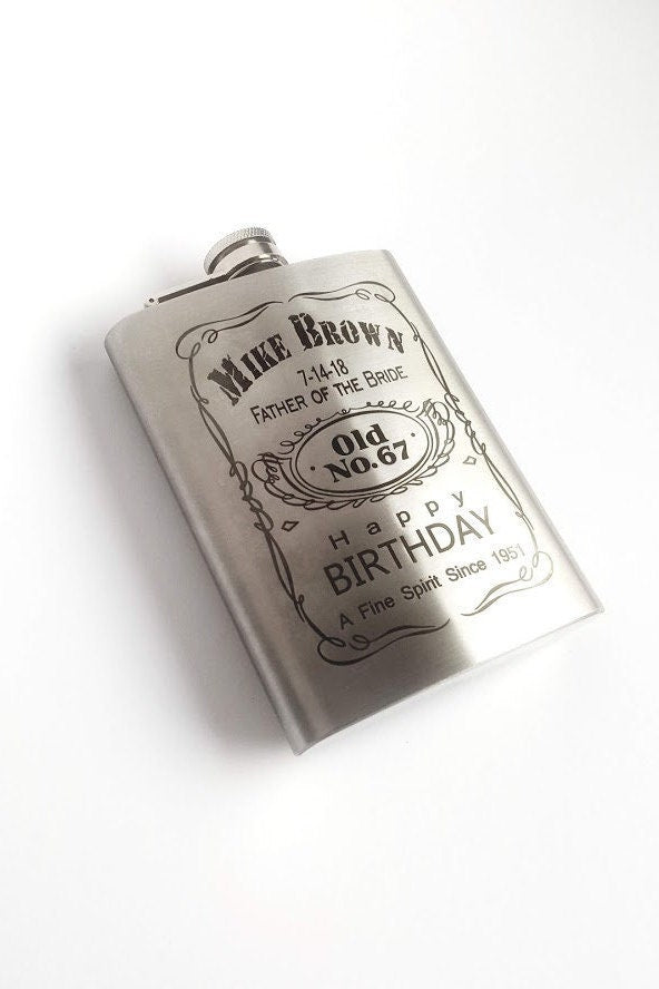 Engraved flask, Custom birthday gift for father,  Personalized monogram flask for him, Birthday stainless steel flask, Birthday name gift