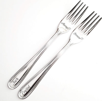 Gravierte Hochzeitsgabeln: Personalisiertes Geschenk für Paare aus Edelstahl