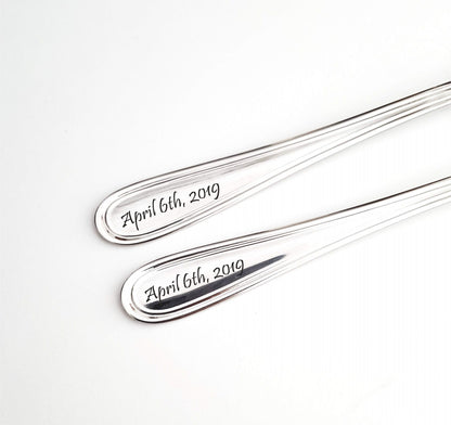 Dining set gift for wedding, personalized forks for bride and groom, custom engraved silverware, wedding table serving, bridal shower gift